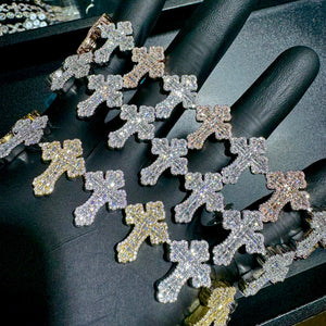 Emerald Cut Diamond Cross Bracelet - Water ATL